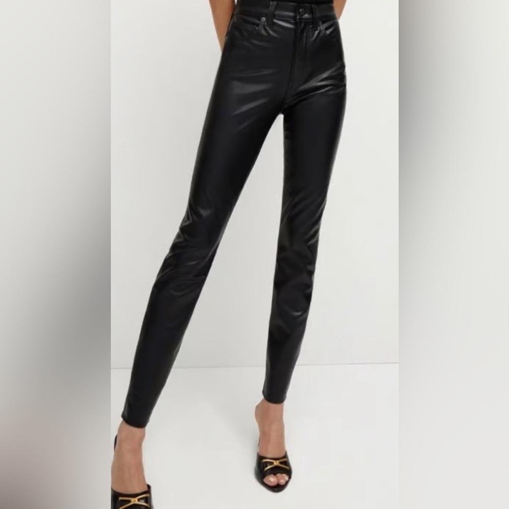 Veronica Beard Debbie Vegan Leather Skinny Pants, Sz 29